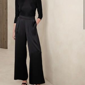Black Satin Wide Leg Pant